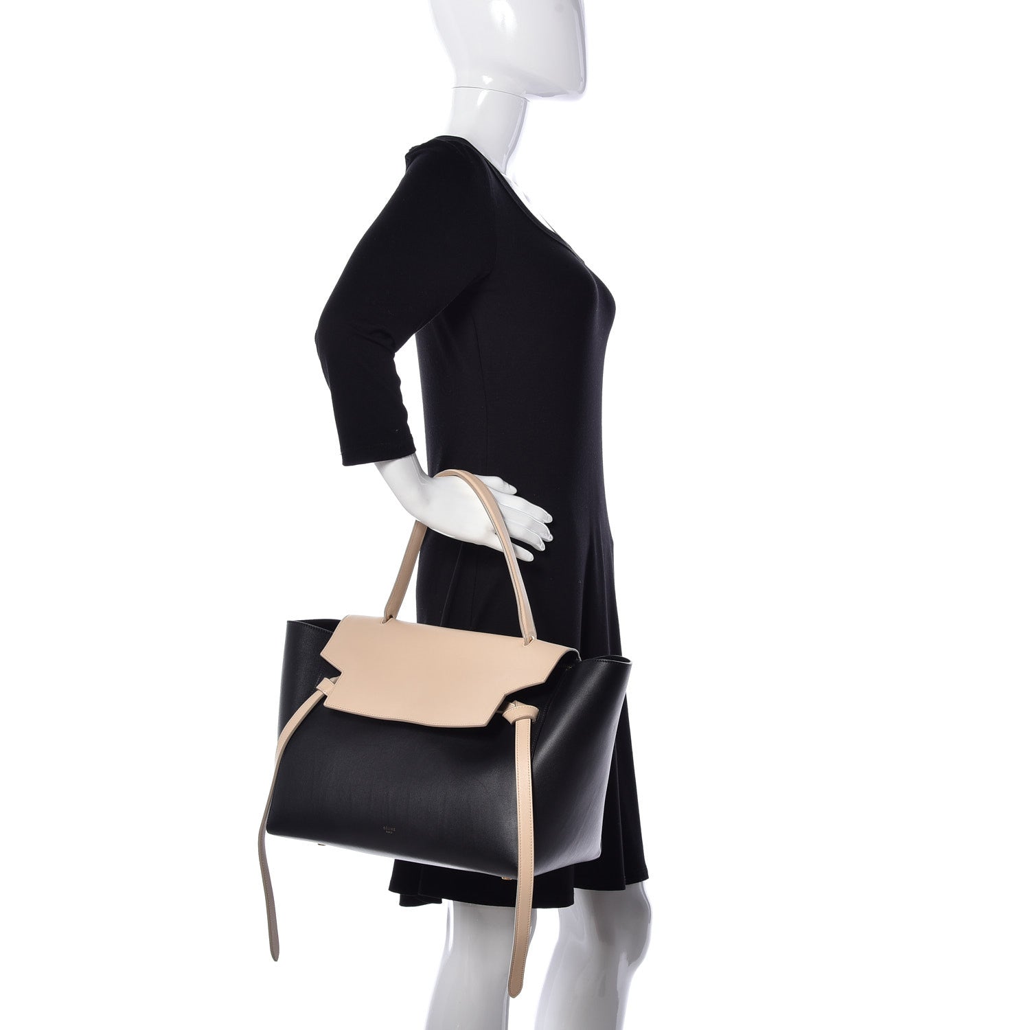 Celine Smooth Calfskin Small Bi-Color Belt Bag Black Cream 2 of 9
