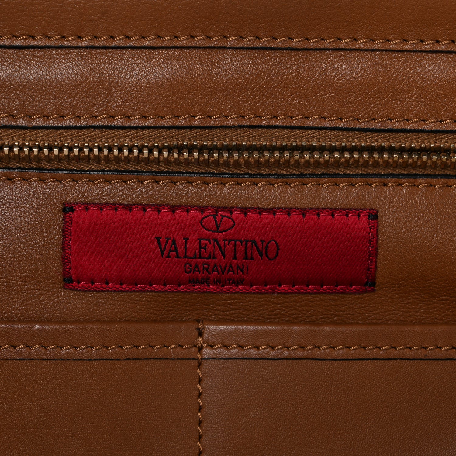 Valentino Garavani Vitello Medium Rockstud Tote Brown 7 of 18
