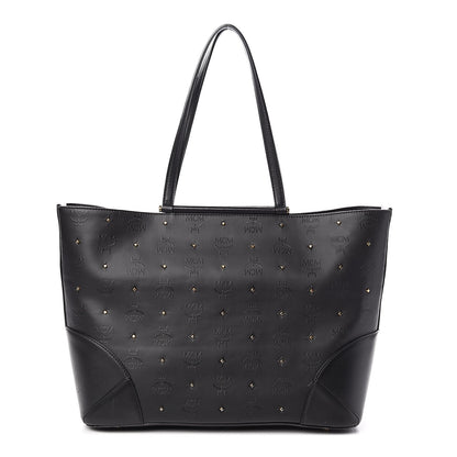 MCM Coated Canvas Studded Shopper Tote Black 1 of 14
