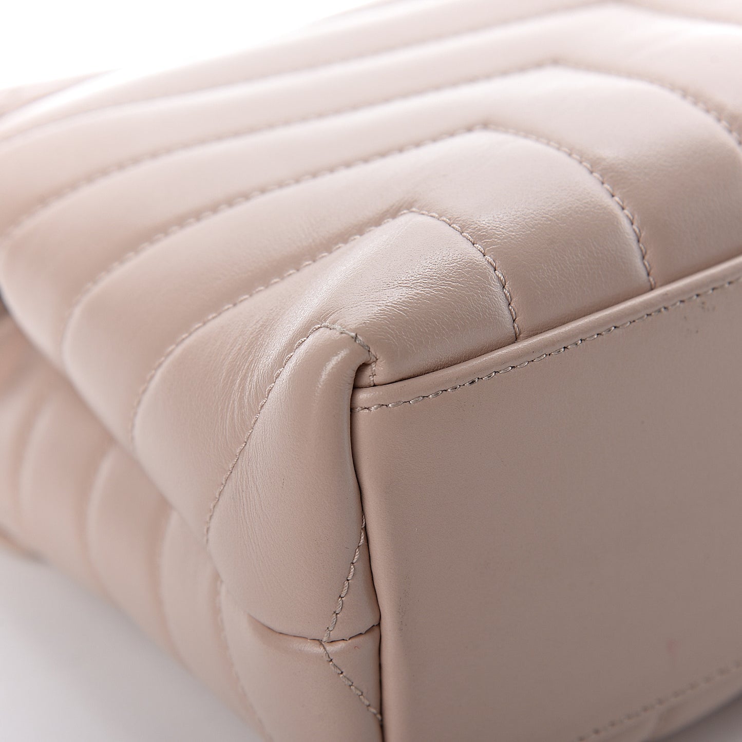 Calfskin Y Quilted Monogram Small Loulou Chain Satchel Nude Powder