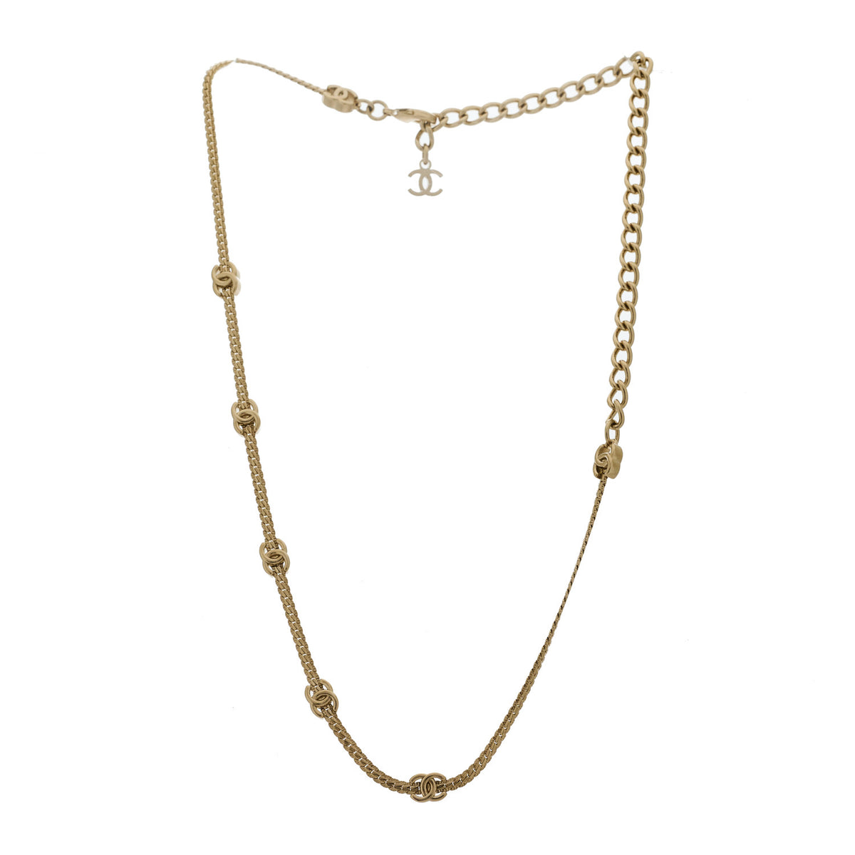 Metal CC Short Chain Necklace Gold