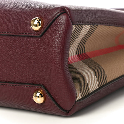 Burberry Grainy Calfskin House Check Small Banner Tote Mahogany Red 9 of 9