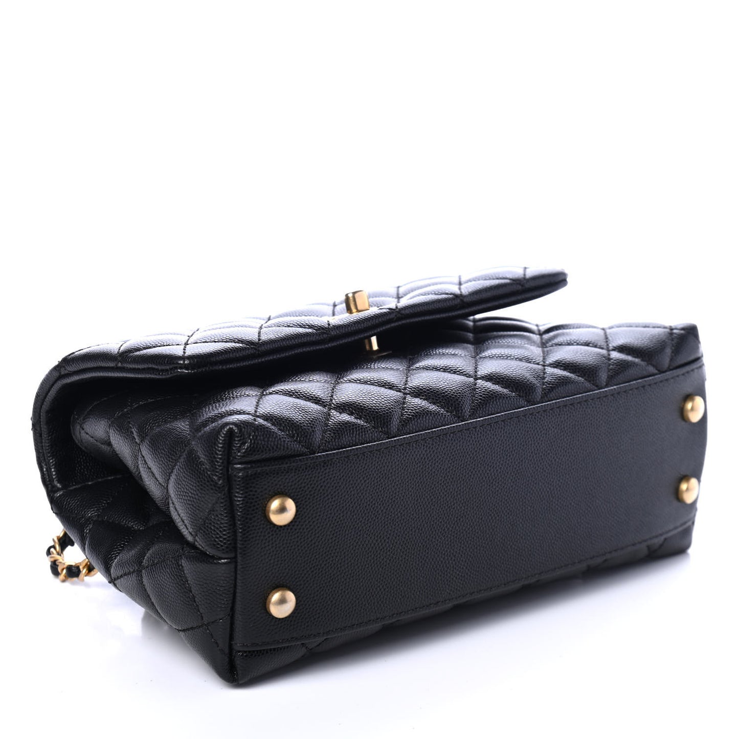 Caviar Quilted Mini Coco Handle Flap Black