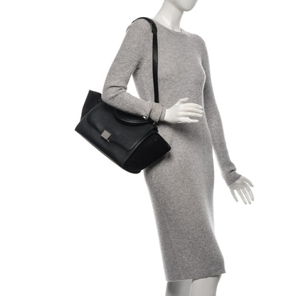 Celine Drummed Calfskin Suede Small Trapeze Black 2 of 7