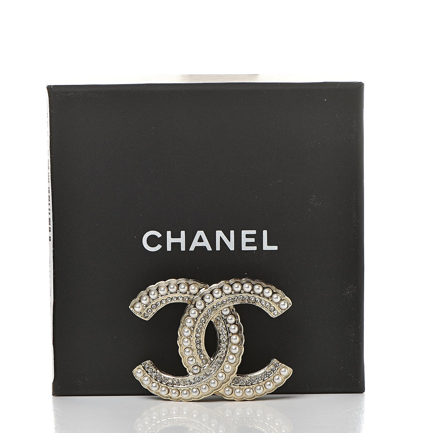Pearl Crystal Queen of France CC Brooch Gold