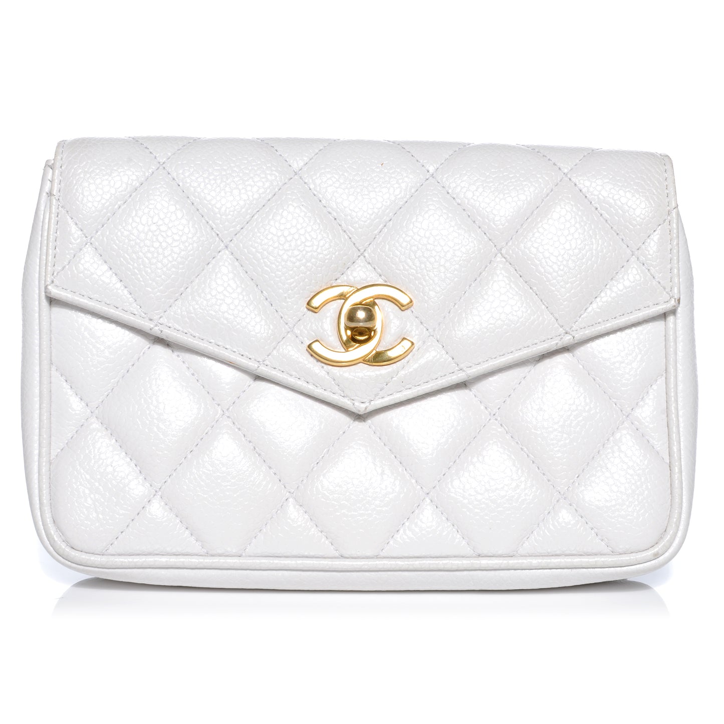 Caviar Flap Waist Belt Bag White 75 30
