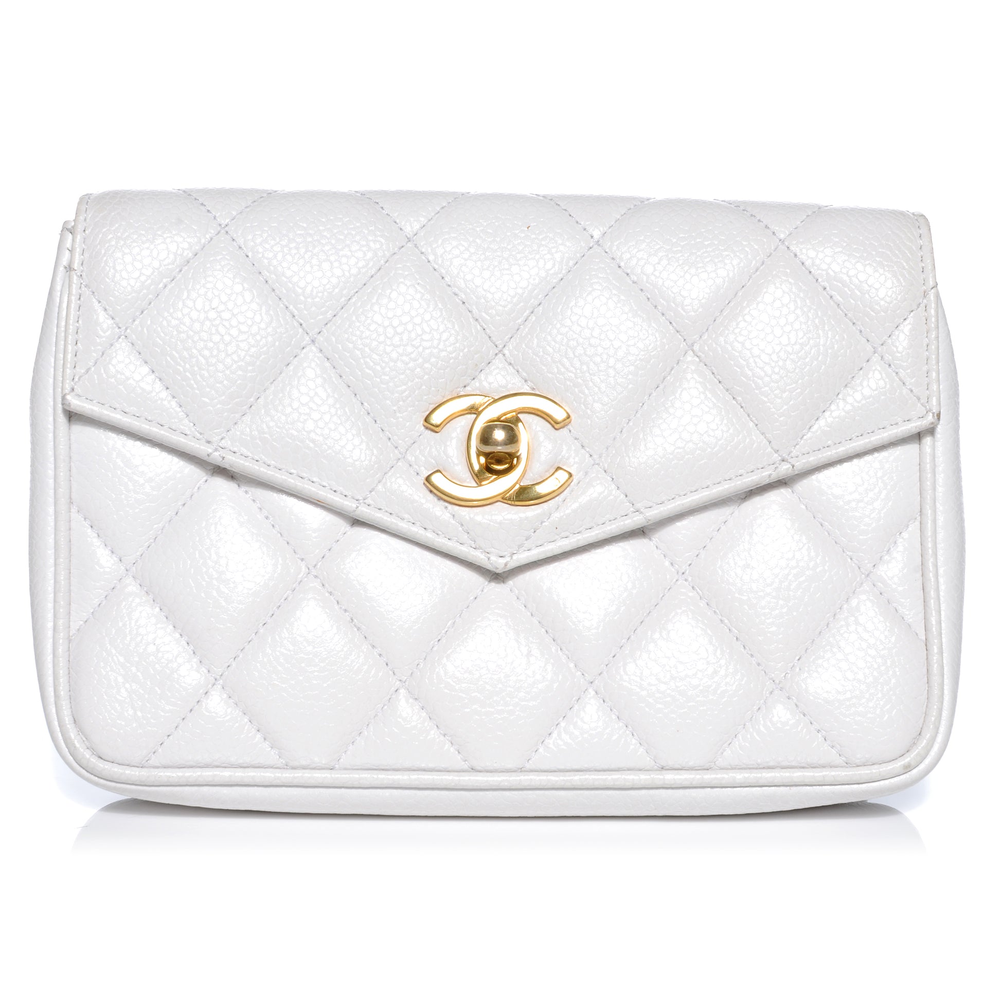 Chanel Caviar Flap Waist Belt Bag White 75 30 1 of 8