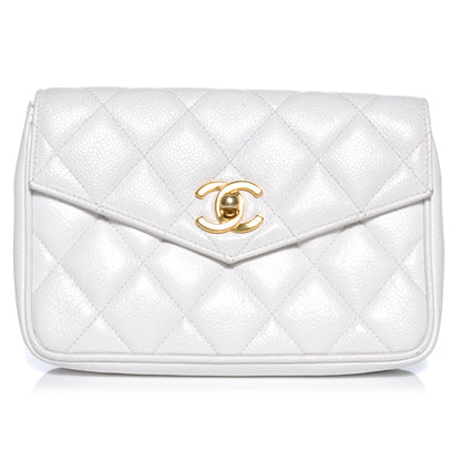 Chanel Caviar Flap Waist Belt Bag White 75 30 1 of 8