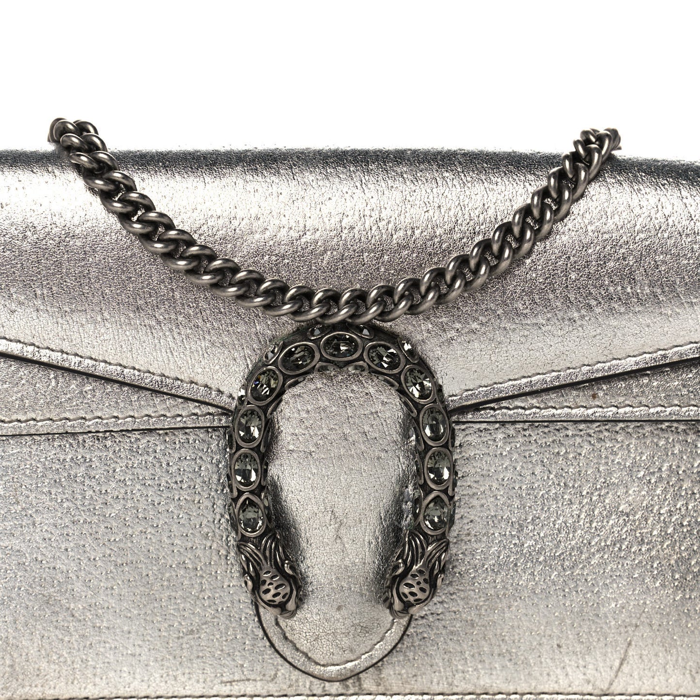 Metallic Calfskin Super Mini Dionysus Shoulder Bag Silver