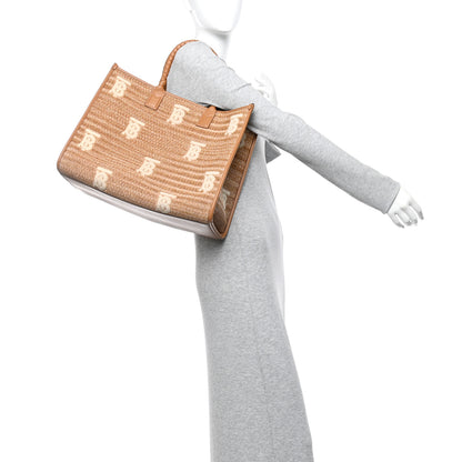 Burberry Raffia Calfskin Medium Freya Tote Natural 2 of 13