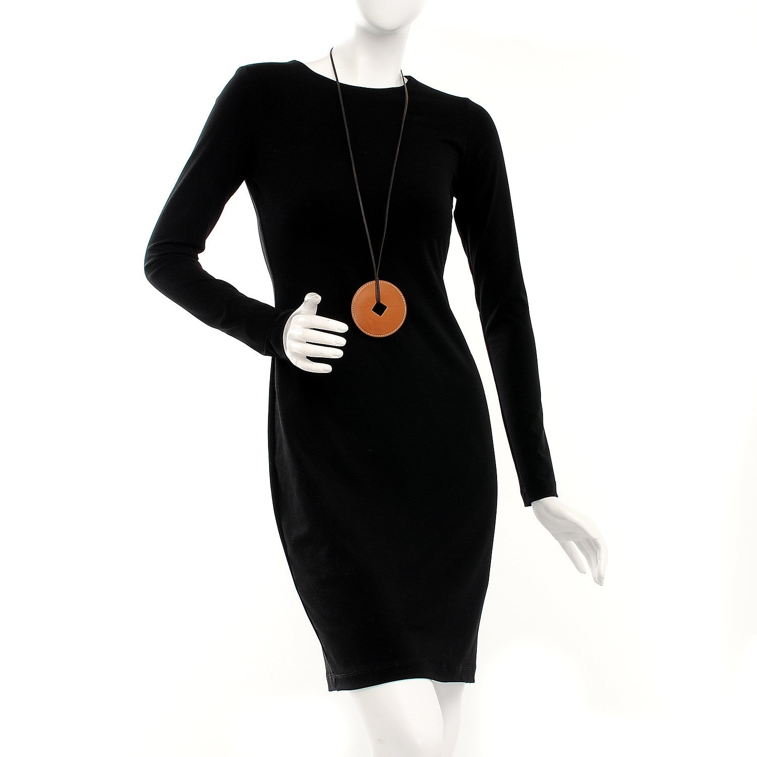 Hermes Natural Barenia Tsuba Pendant Necklace 2 of 7