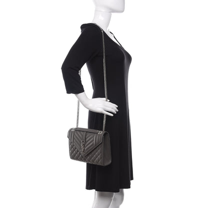 Saint Laurent Grain De Poudre Textured Mixed Matelasse Medium Triquilt Monogram Satchel Earth 3 of 12