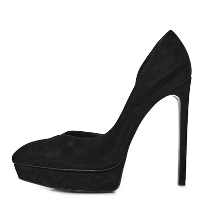 Saint Laurent Suede Janis 105 D'Orsay Pumps 37.5 Black 1 of 8