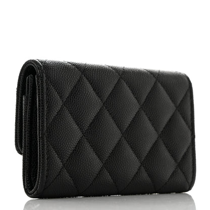 Chanel Caviar Quilted Textured CC Flap Card Holder Black 3 of 9