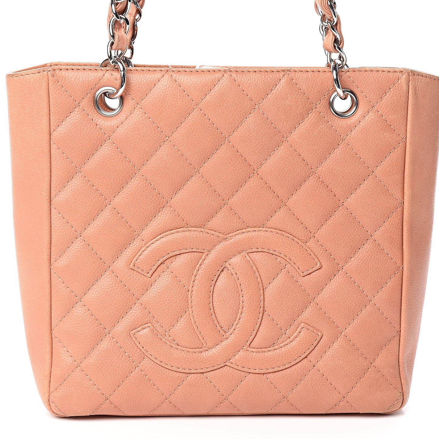 Caviar Quilted Petit Shopping Tote PST Light Red
