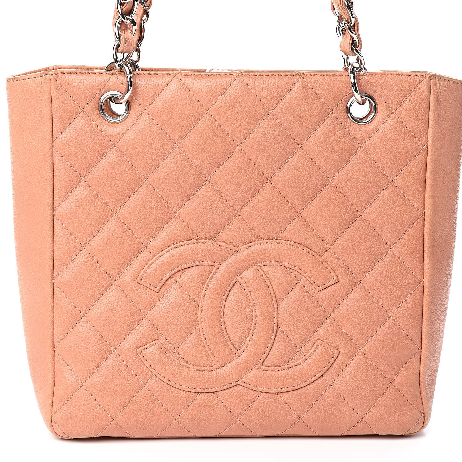 Chanel Caviar Quilted Petit Shopping Tote PST Light Red 17 of 17