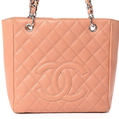 Chanel Caviar Quilted Petit Shopping Tote PST Light Red 17 of 17