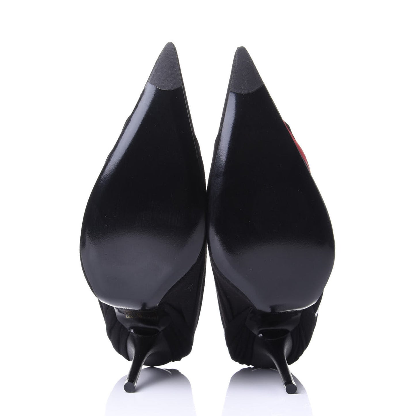 Jersey Crepe Political Campaign Logo Knife 115 Pointed Pumps 38 Black White Rouge