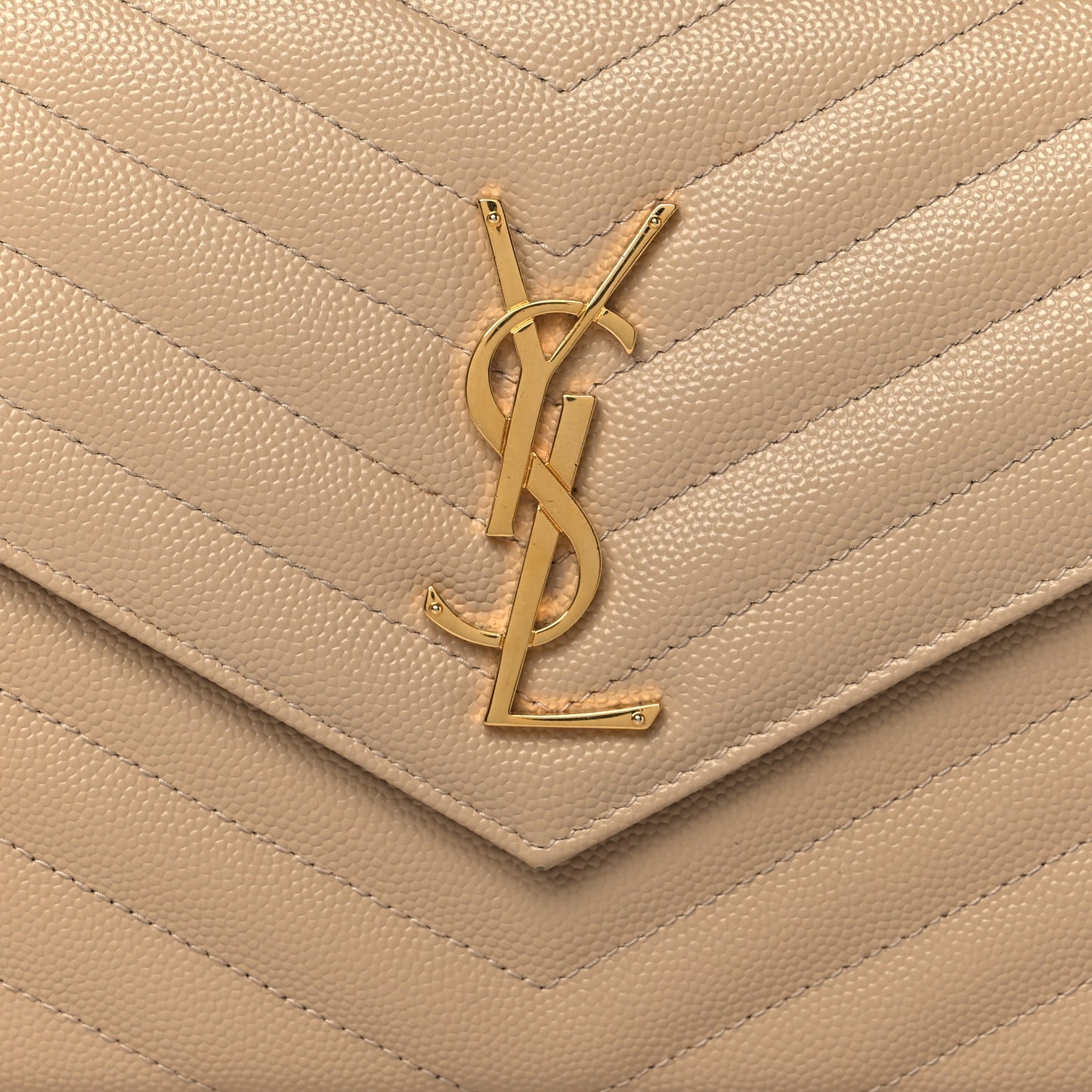Grain De Poudre Matelasse Chevron Monogram Chain Wallet Nude Powder