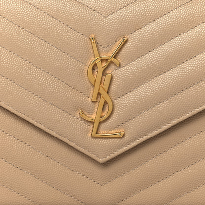Saint Laurent Grain De Poudre Matelasse Chevron Monogram Chain Wallet Nude Powder 7 of 9
