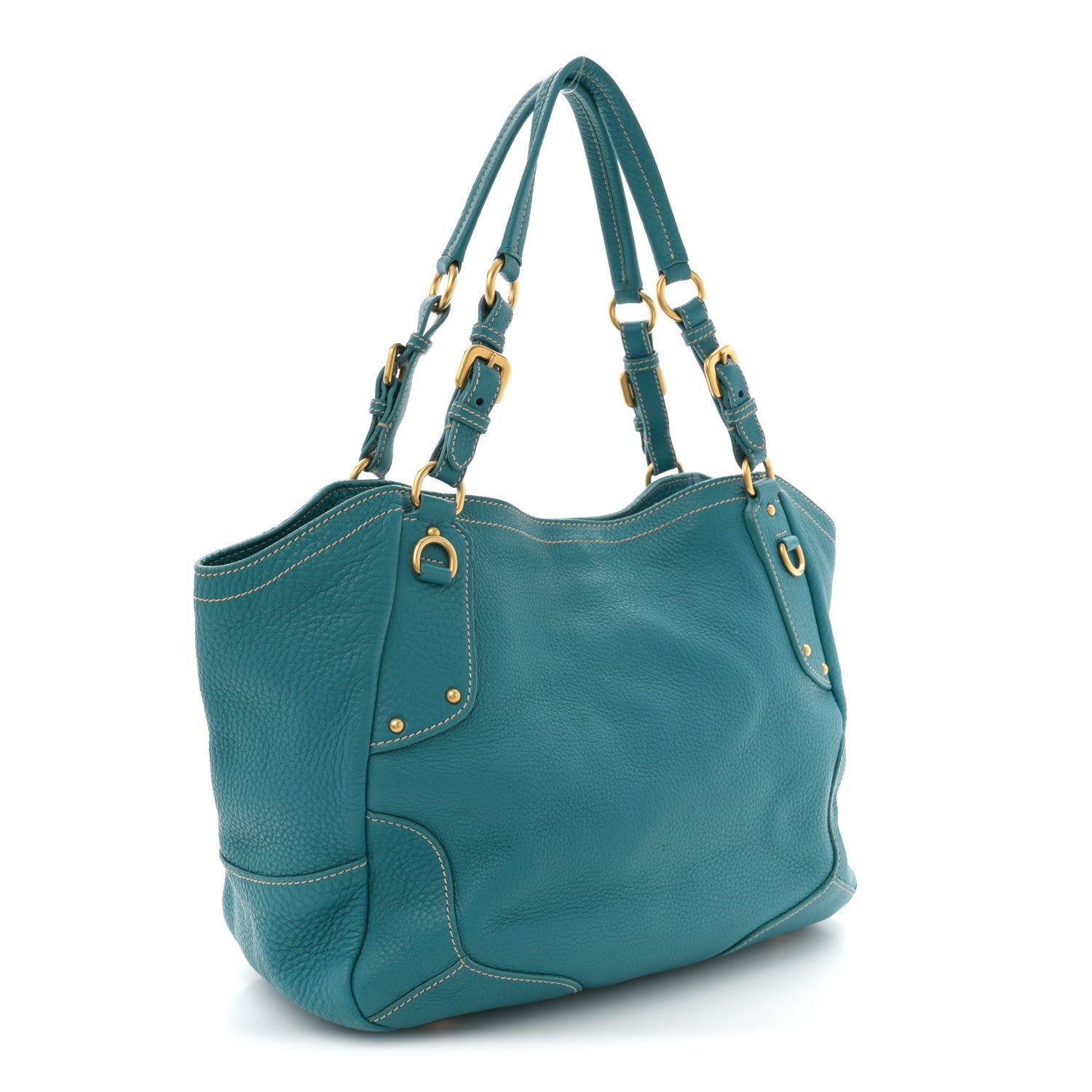 Prada Vitello Daino Tote Turchese 3 of 14