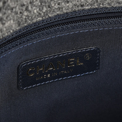 Chanel Wool Felt Grosgrain Quilted Medium CC Eyelet Flap Grey 6 of 7