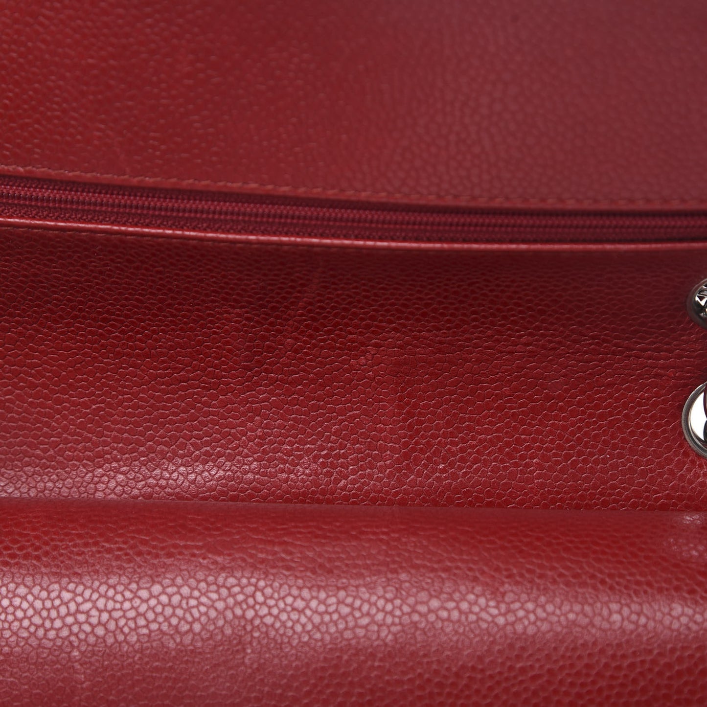 Caviar Quilted Medium Double Flap Red