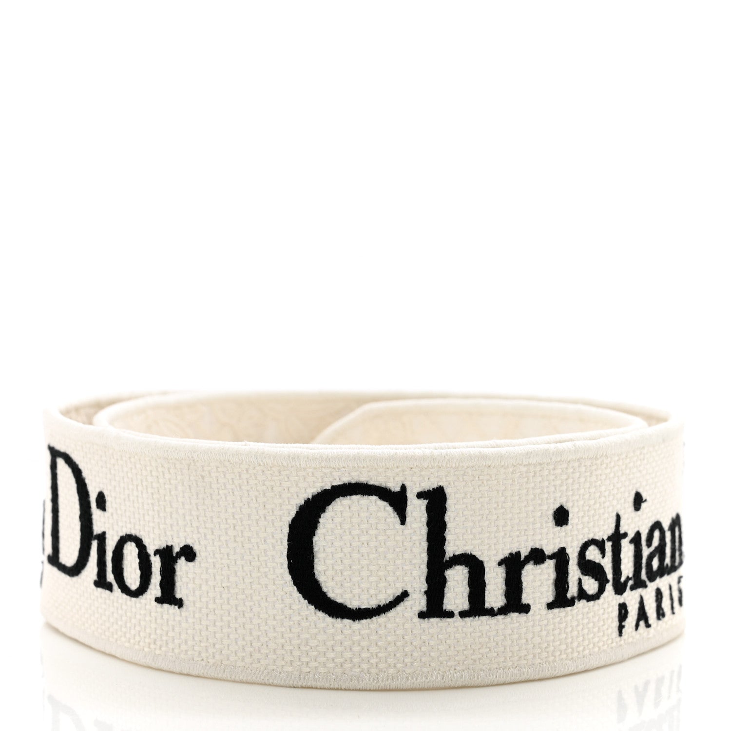 Christian Dior Canvas Embroidered Logo Shoulder Strap White Black 2 of 3