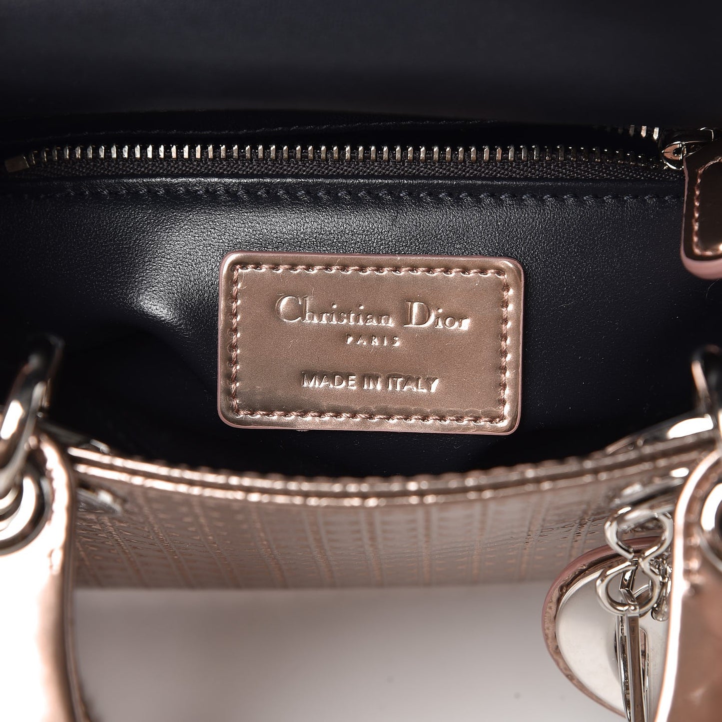 Metallic Patent Micro-Cannage Mini Lady Dior Hyper Pink