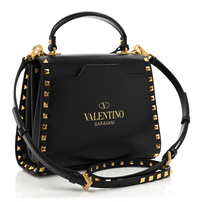 Valentino Garavani Grainy Calfskin Small Rockstud Alcove Top-Handle Flap Bag Black 3 of 9