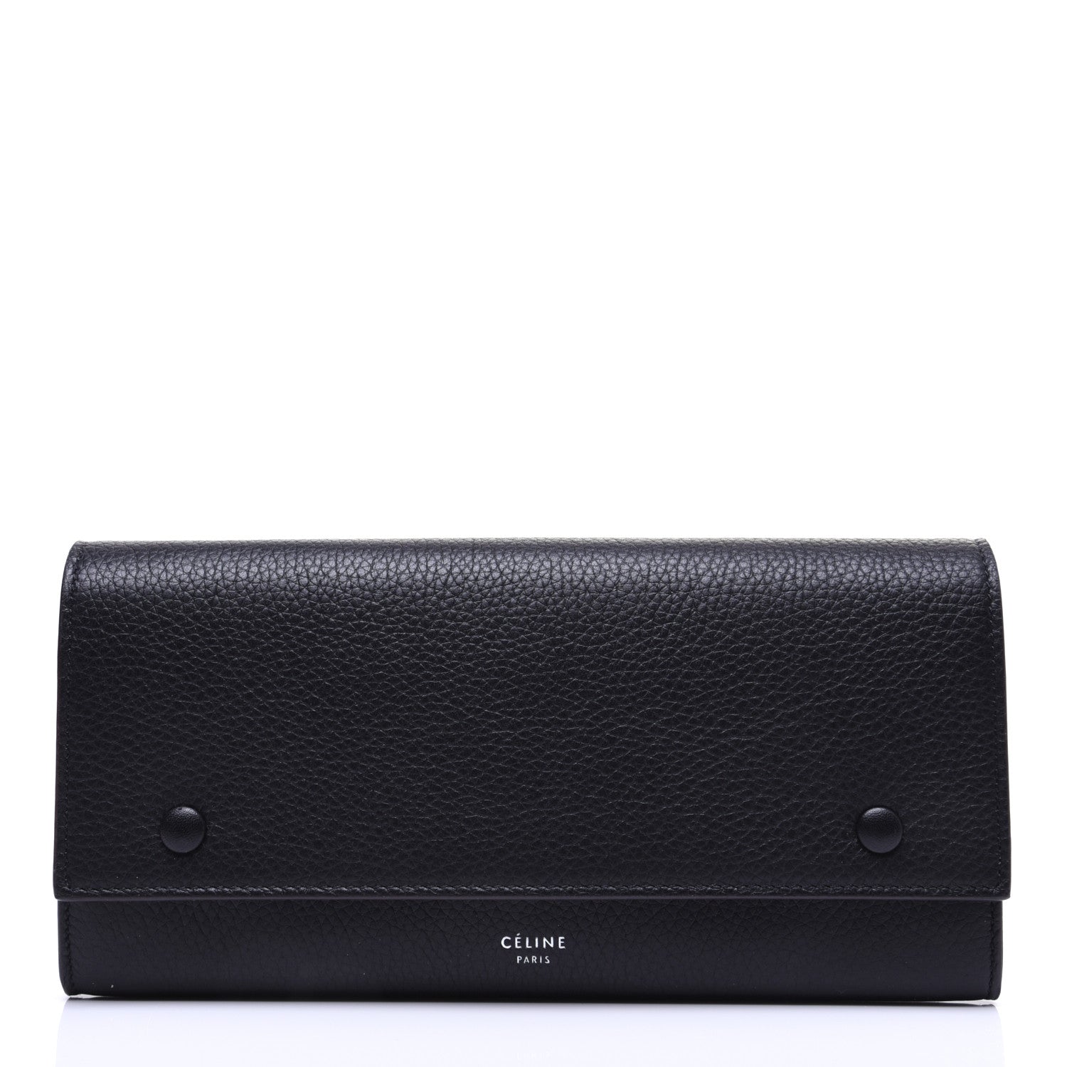 Celine Drummed Calfskin Large Multifunction Flap Wallet Black 1 of 9
