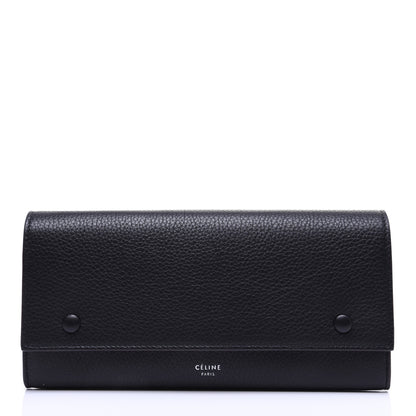 Celine Drummed Calfskin Large Multifunction Flap Wallet Black 1 of 9