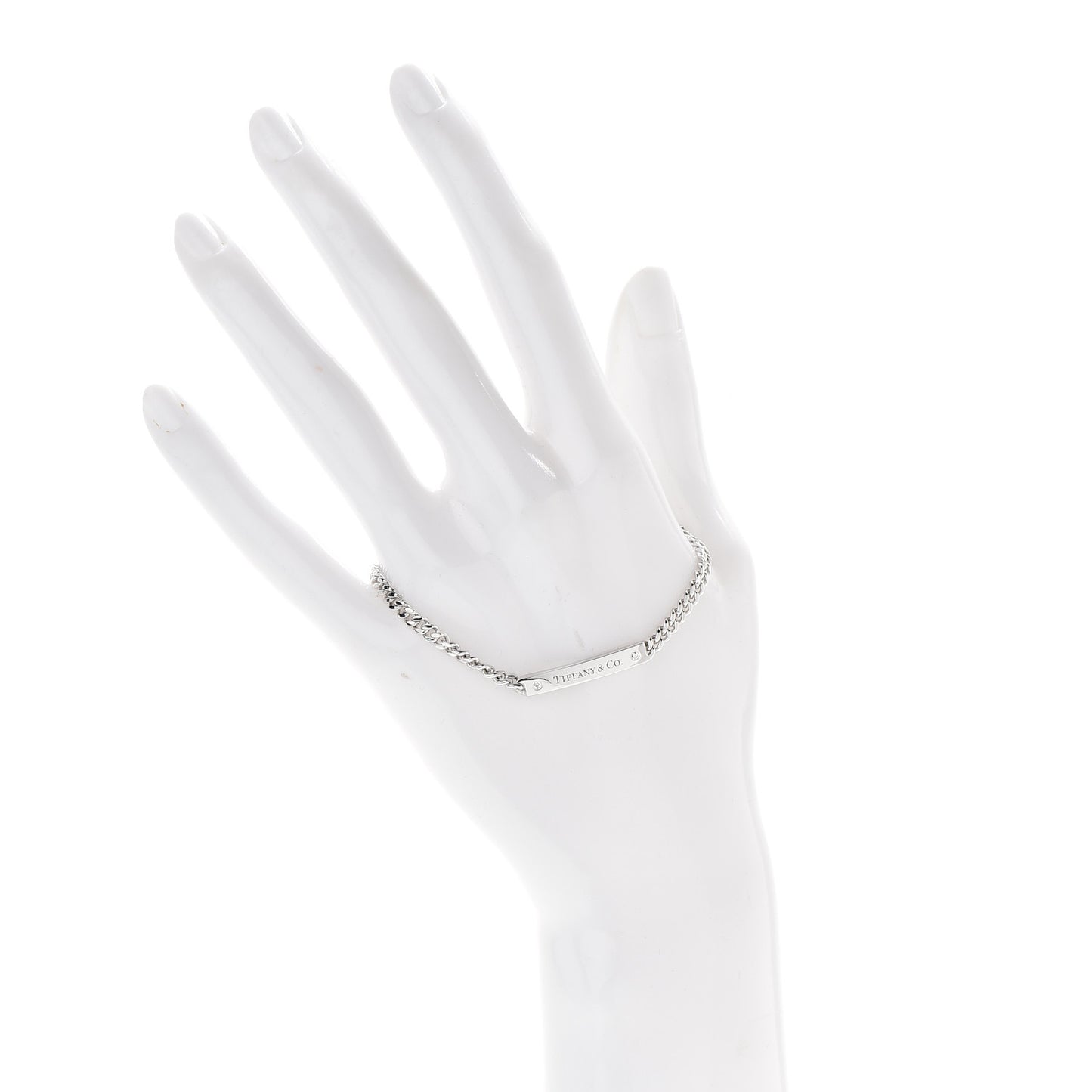 18K White Gold Diamond Micro Link ID Chain Bracelet