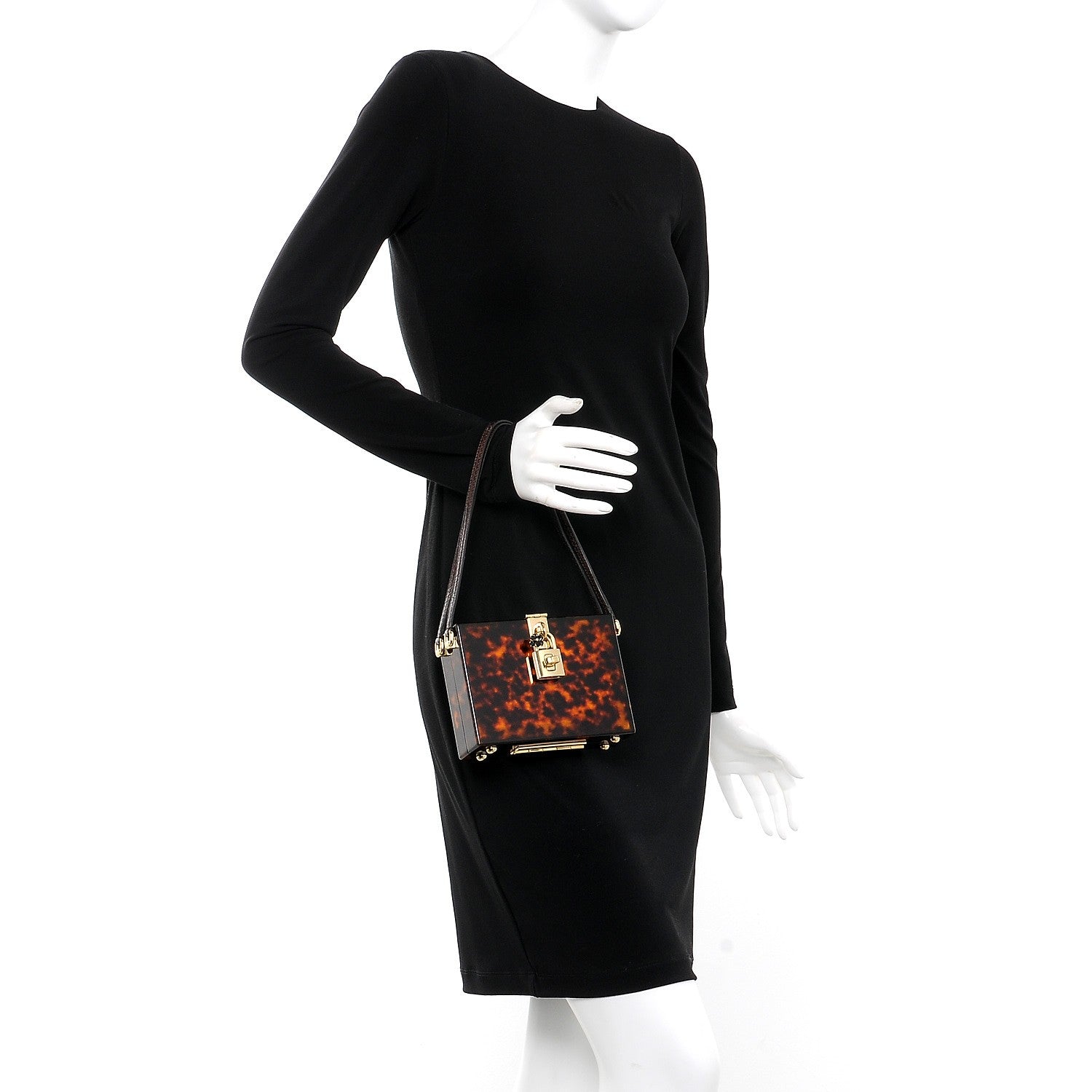 Dolce & Gabbana Plexiglass Tortoise Shell Effect Clutch Brown 2 of 6