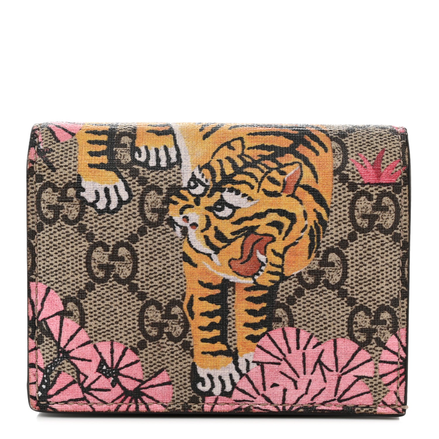 Gucci GG Supreme Monogram Bengal Card Case Beige Pink 1 of 10