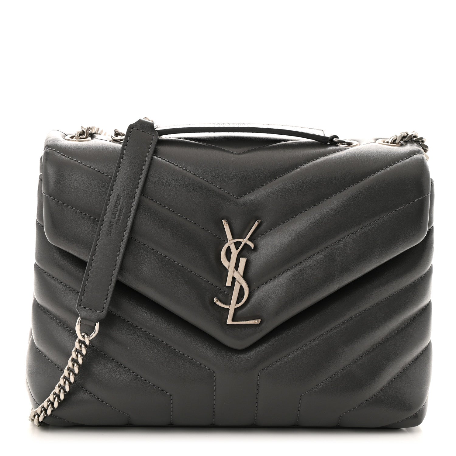 Saint Laurent Calfskin Y Quilted Monogram Small Loulou Chain Satchel Storm 1 of 10