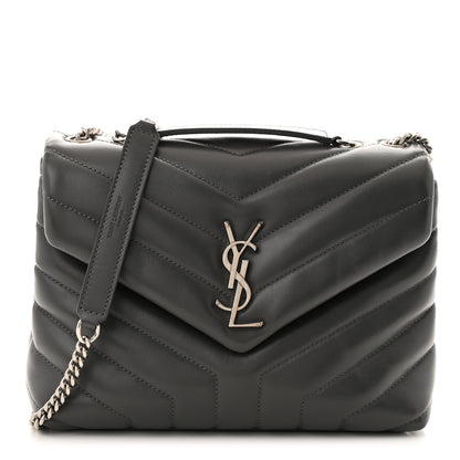 Saint Laurent Calfskin Y Quilted Monogram Small Loulou Chain Satchel Storm 1 of 10