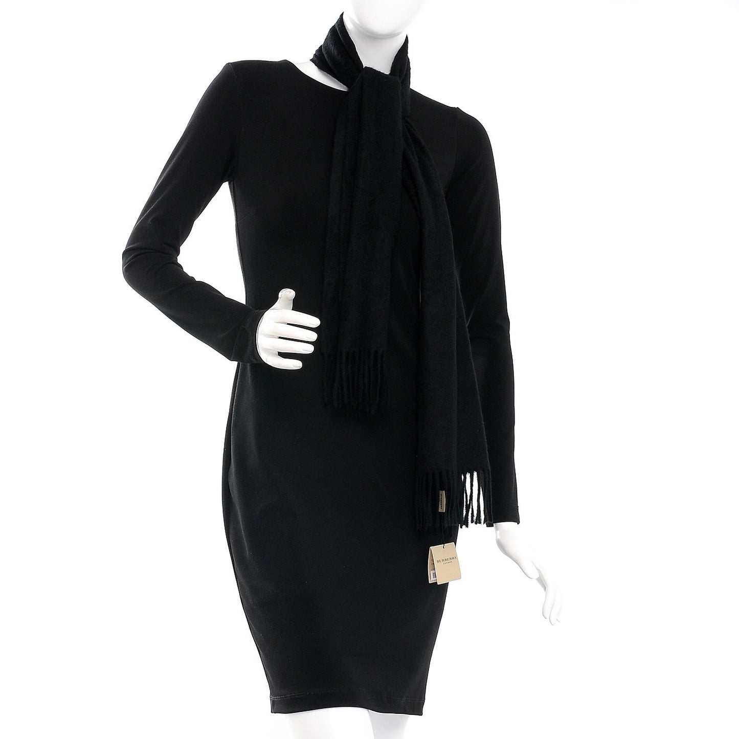 Cashmere Embroidered Fringe Scarf Black