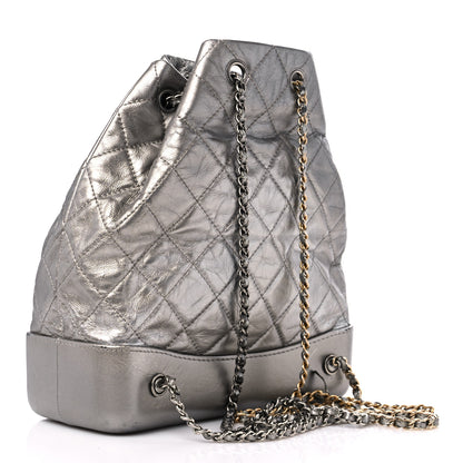 Chanel Metallic Crumpled Calfskin Quilted Small Gabrielle Backpack Silver 3 of 14