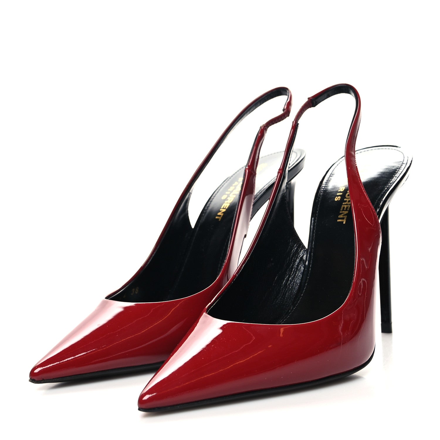 Saint Laurent Patent Calfskin Zoe 105 Slingback Pump 38 Red 3 of 9
