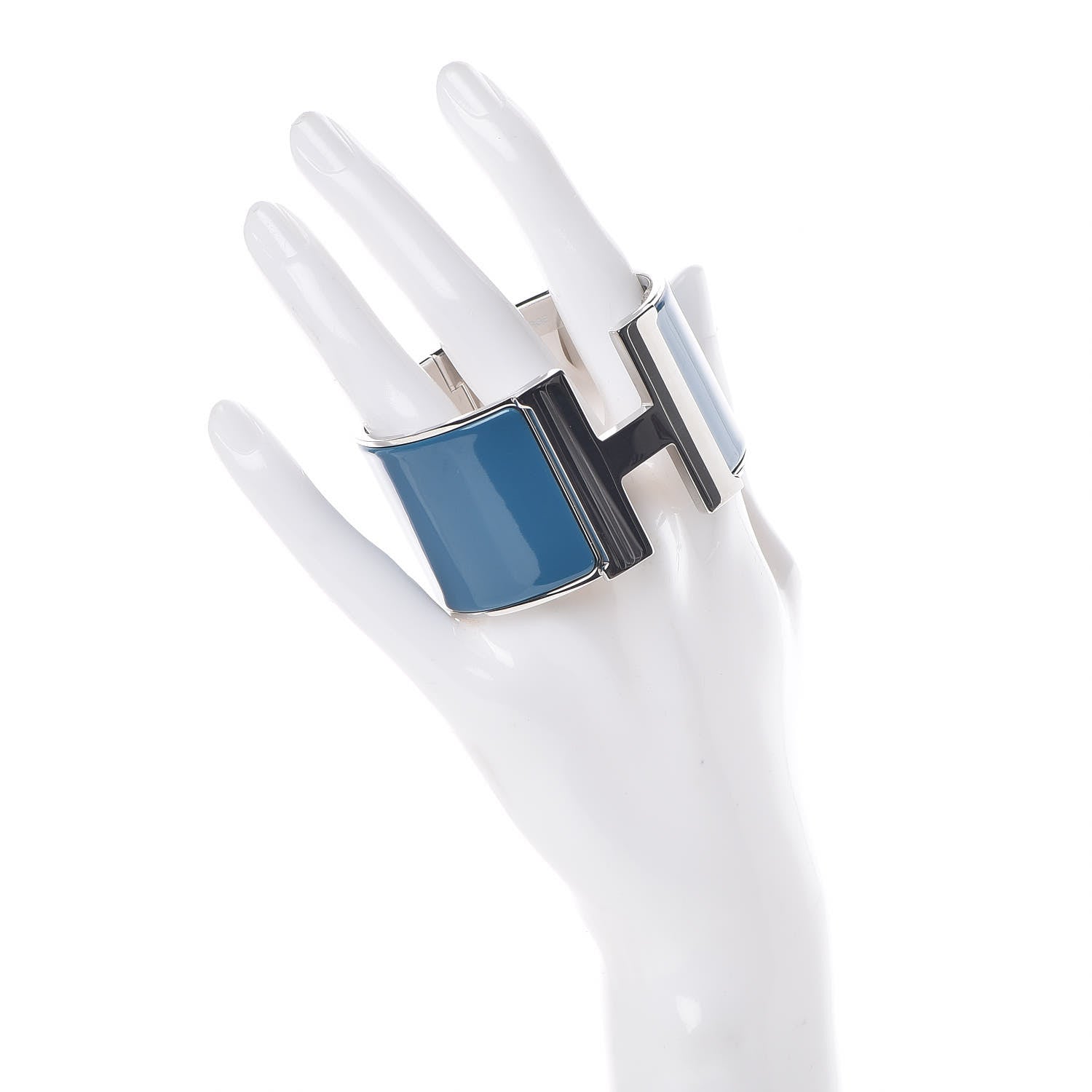 Hermes Enamel Extra Wide Clic Clac H Bracelet PM Bleu Profond 2 of 5