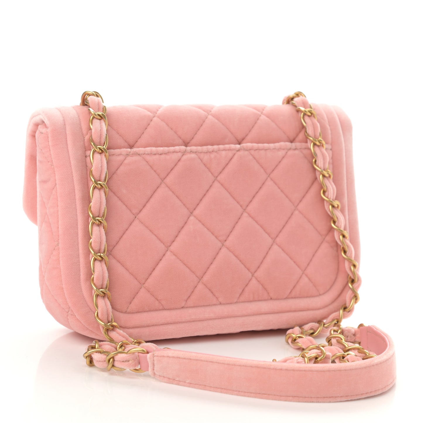 Velour Quilted Mini Double Frame Flap Rose