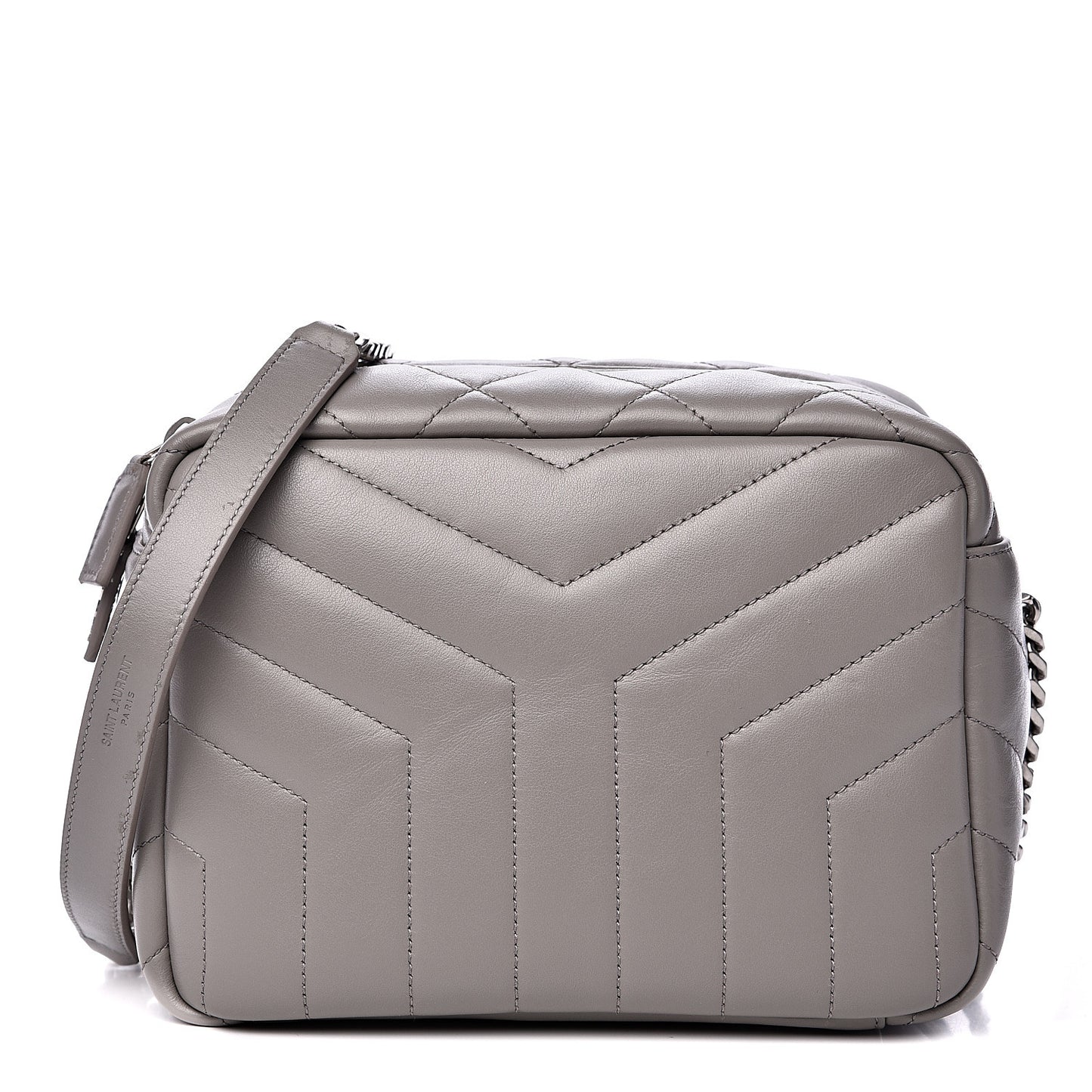 Calfskin Y Quilted Monogram Small Loulou Bowling Bag Light Grey