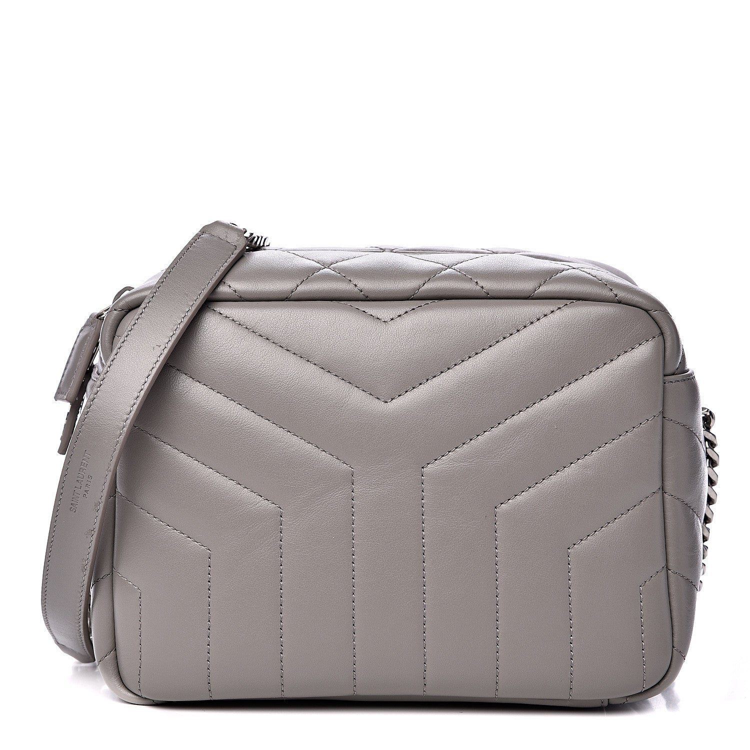 Saint Laurent Calfskin Y Quilted Monogram Small Loulou Bowling Bag Light Grey 1 of 8