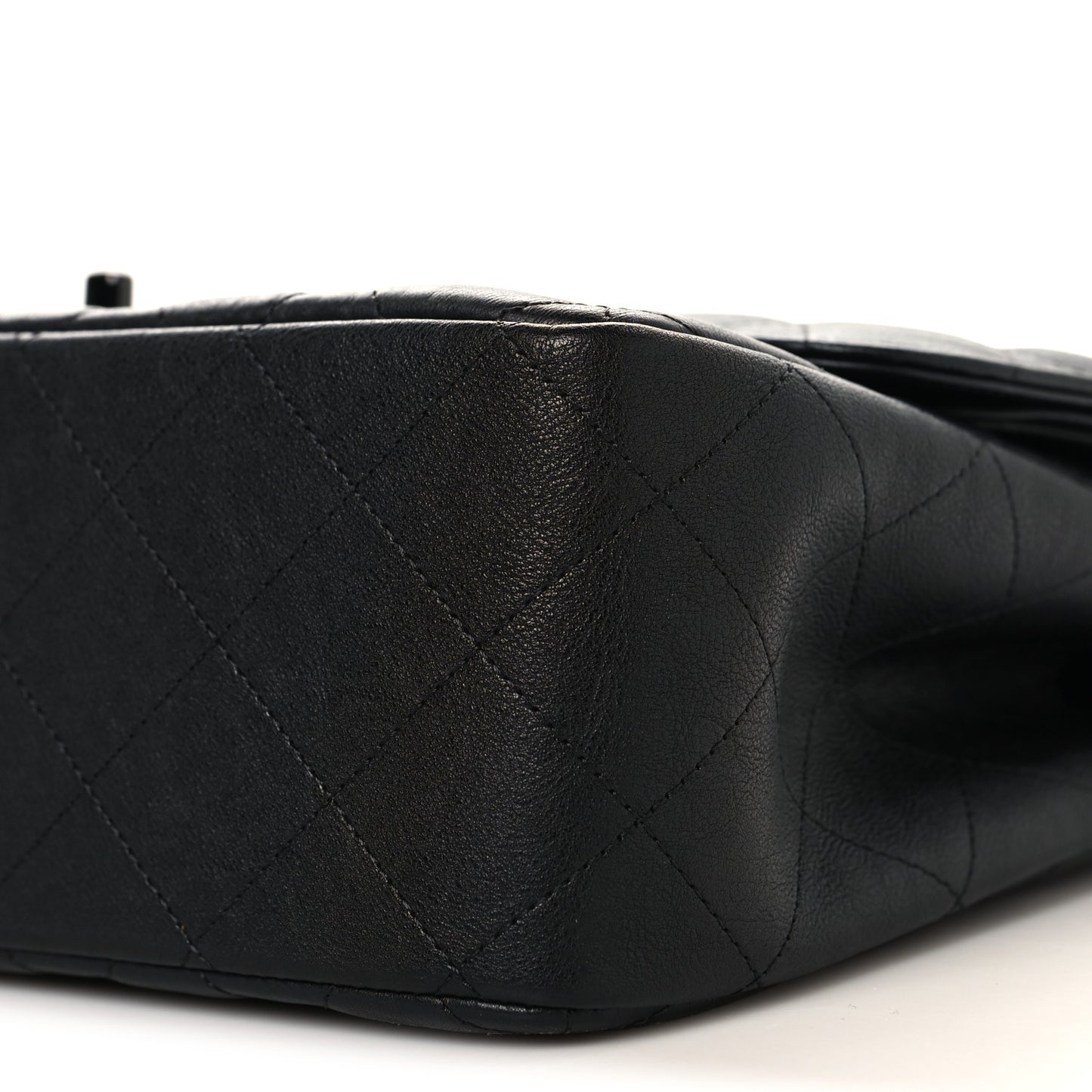 Crumpled Calfskin Quilted Jumbo Double Flap So Black