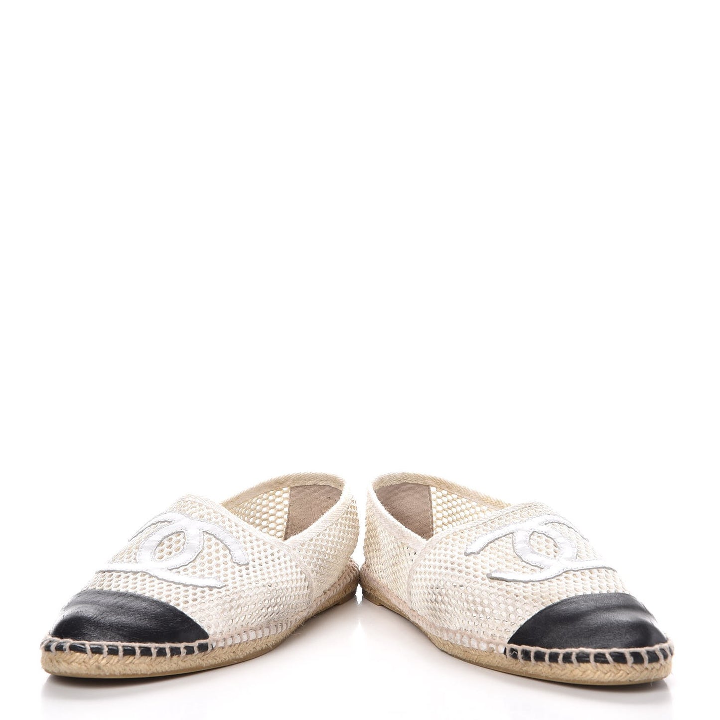 Mesh Lambskin Espadrilles 42 White Black