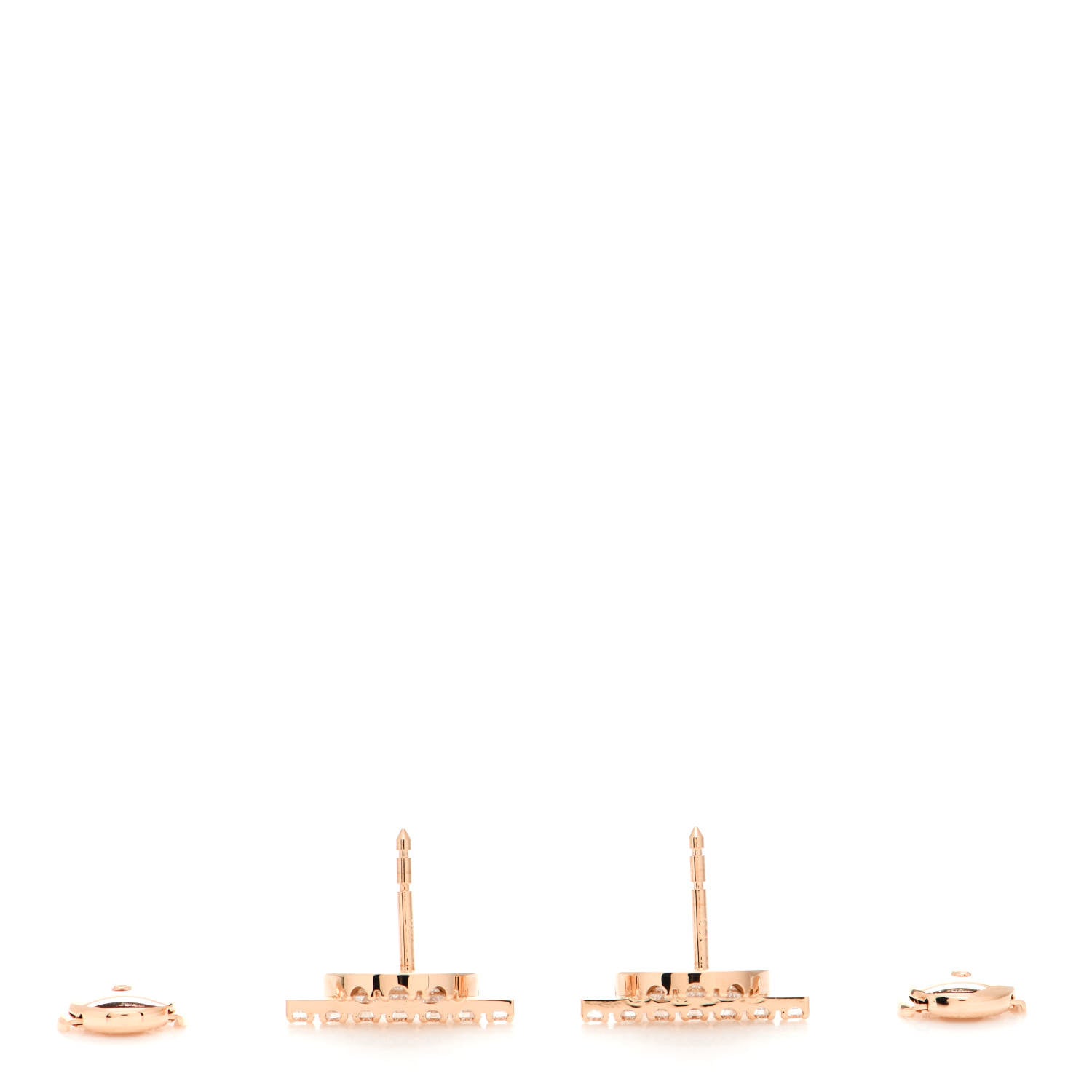Hermes 18K Rose Gold Diamond Finesse Earrings 3 of 5