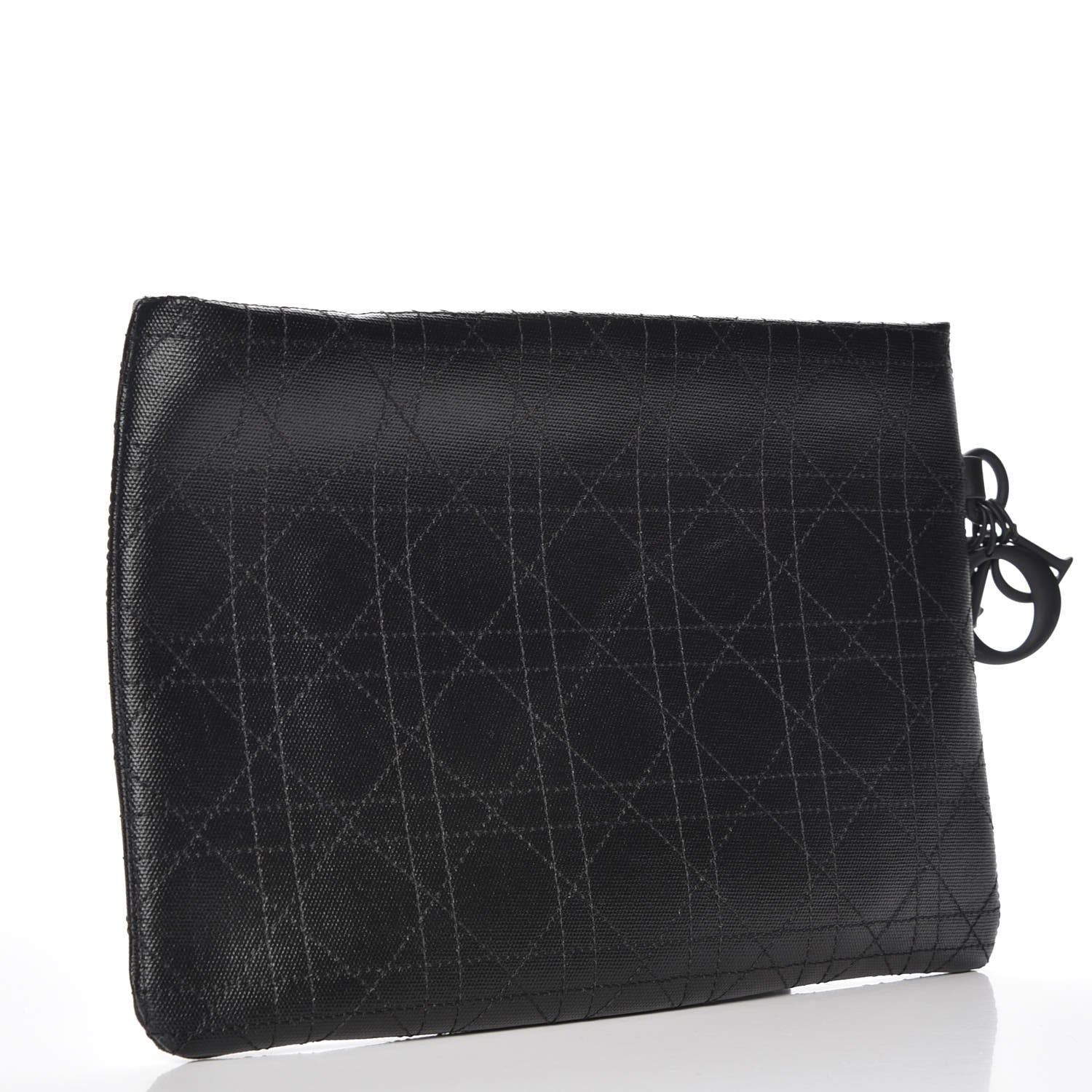 Christian Dior Coated Canvas Cannage Panarea Clutch Black 3 of 8