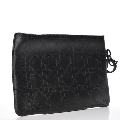 Christian Dior Coated Canvas Cannage Panarea Clutch Black 3 of 8