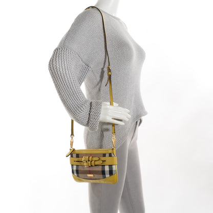 Burberry House Check Bridle Calfskin Peyton Crossbody Yellow 3 of 10
